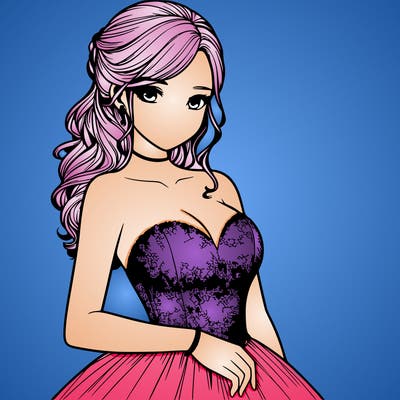 realistic girl in prom dress