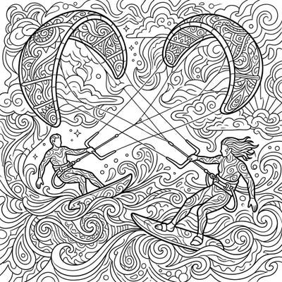 Immerse yourself in the thrilling world of kitesurfing with a mesmerizing psychedelic twist. This unique coloring page offers intricate details and dynamic action for an unforgettable artistic experience.