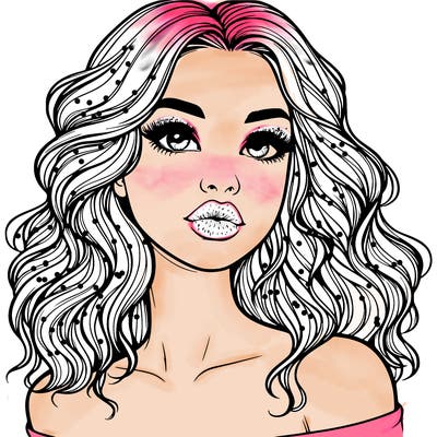 realistic girl with wavy hair and lips