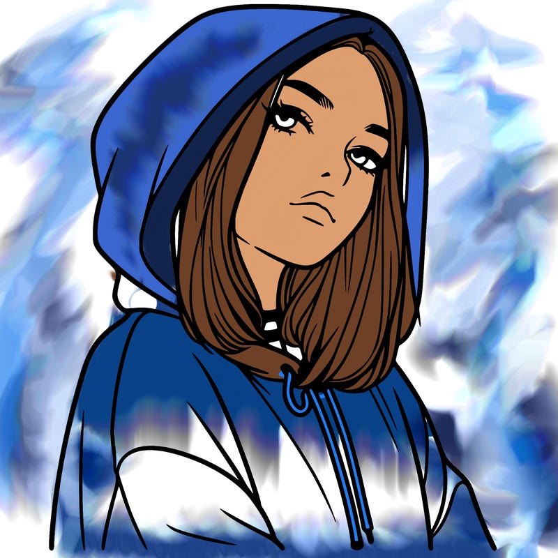 a realistic girl in a hoodie