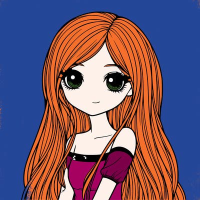 realistic girl with long hair cute