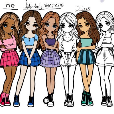 a group of girls realistic