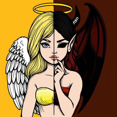 realistic angel half demon