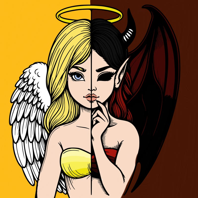 realistic angel half demon