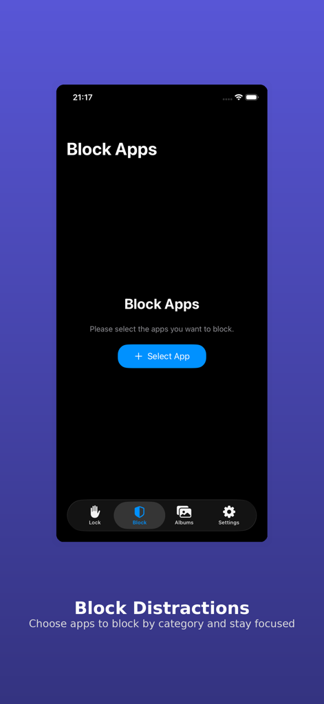 AppLock - Privacy & Security - AppLock interface for blocking distracting apps to stay focused