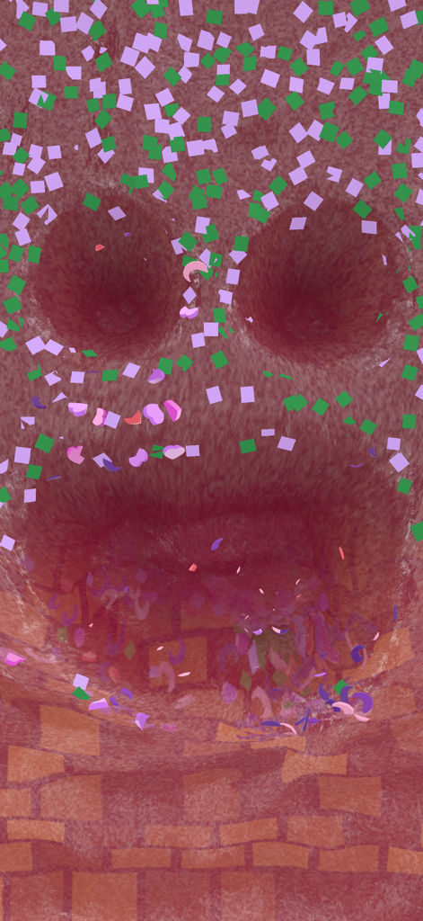 Slime Studio - Realistic pink digital slime with square green and purple glitters and finger indentations