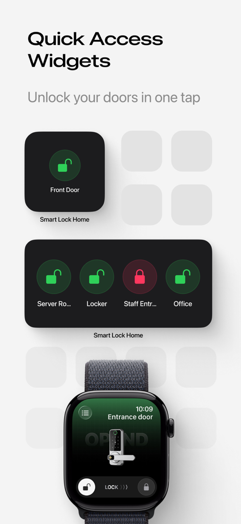 Smart Lock for ttlock - Quick access widgets on iPhone and Apple Watch interface for unlocking smart doors in one tap