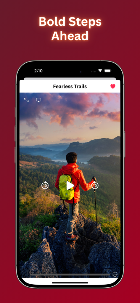 Vidube Video Tube Player Pro - Interface of Vidube Video Tube Player Pro showing a scenic hiking video playback