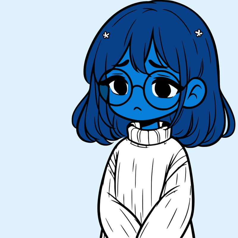 sad girl with glasses in a sweater