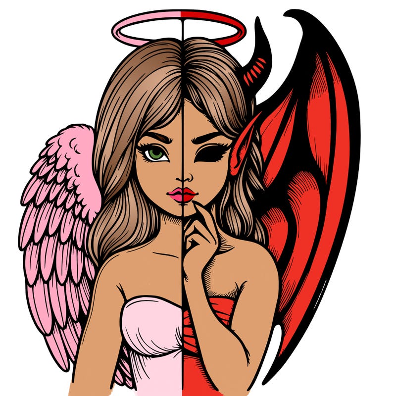 realistic angel half demon