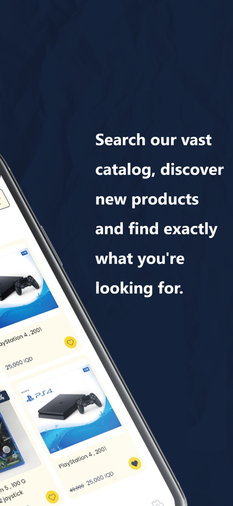 WeOrder Iraq - A screenshot of the WeOrder Iraq app showing a product catalog search screen with PlayStation 4 listings.