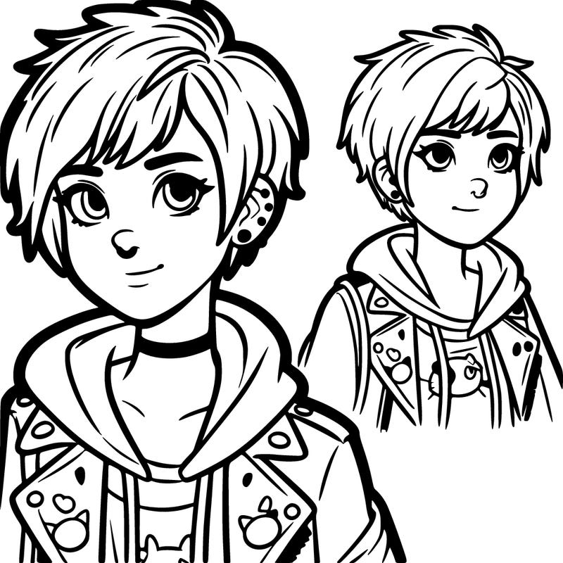 a girl with short hair but a teen rebal