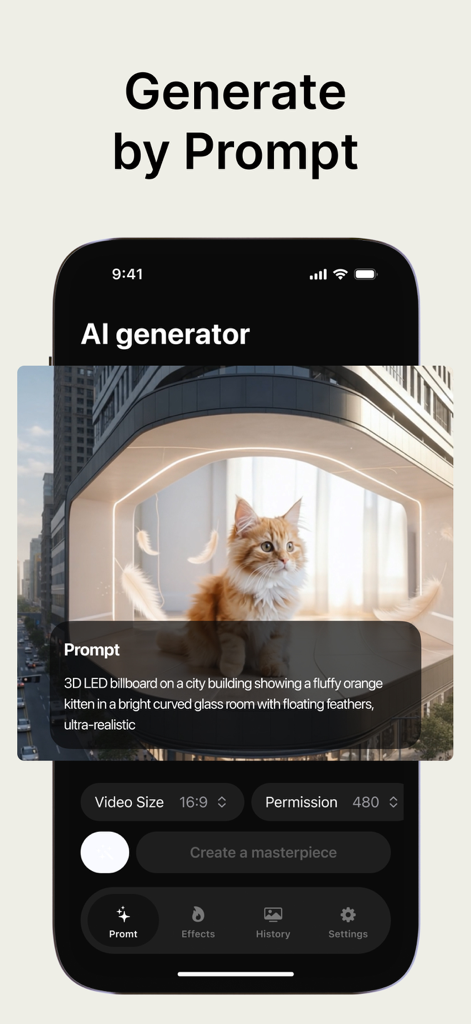 Kling: AI Video Reel Maker - Pantalla de la aplicación Kling AI mostrando cómo crear videos usando indicaciones de IA