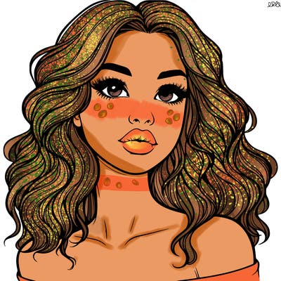 realistic girl with wavy hair and lips