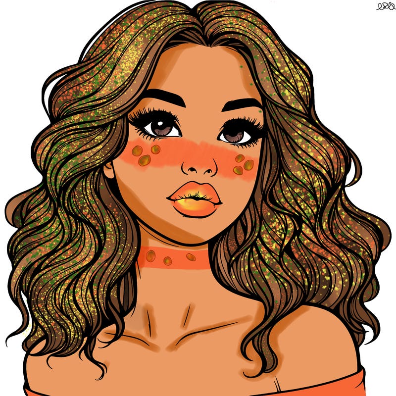 realistic girl with wavy hair and lips