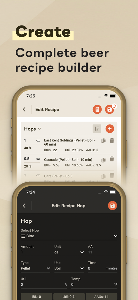 Interfaz de la aplicación Brewers Friend para crear y editar recetas de cerveza