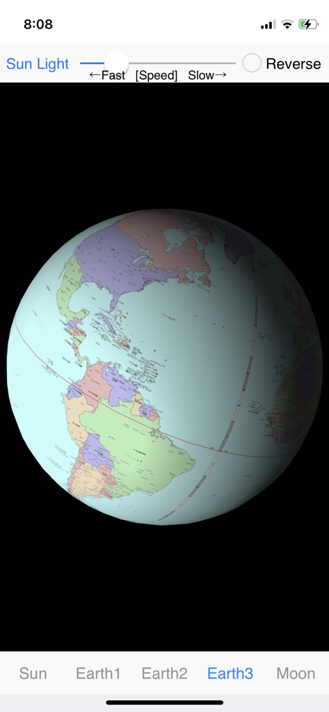 Earth Rotation - 3D interactive globe with political boundaries and sunlight controls in the Earth Rotation app