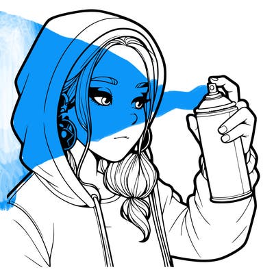 a realistic girl, spray painting