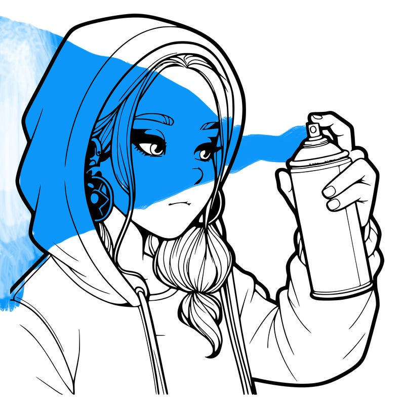 a realistic girl, spray painting
