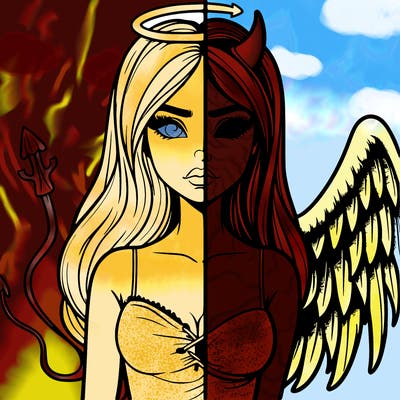 devil vs angel realistic girl