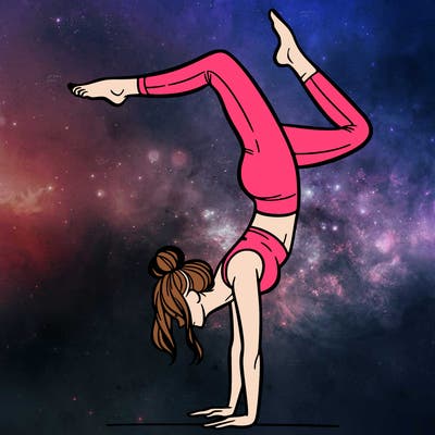 a woman doing a handstand