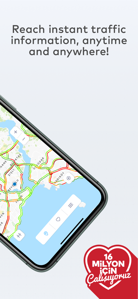 IBB CepTrafik - IBB CepTrafik mobile app interface showing real time traffic density on a map of Istanbul