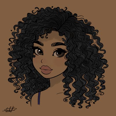 girl with curly hair realistic