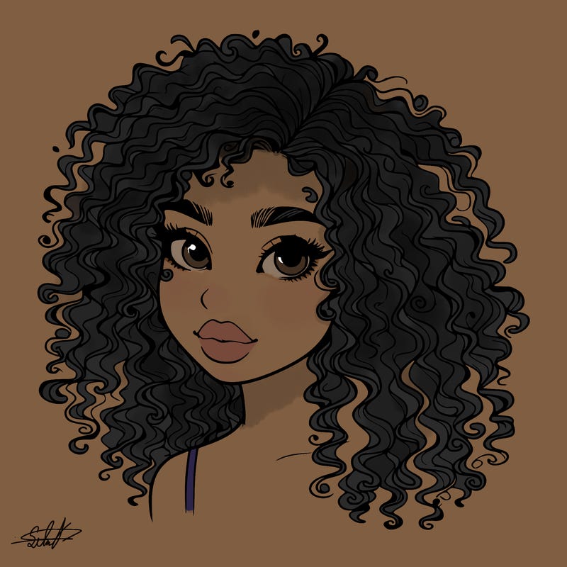 girl with curly hair realistic