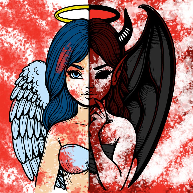 realistic angel half demon