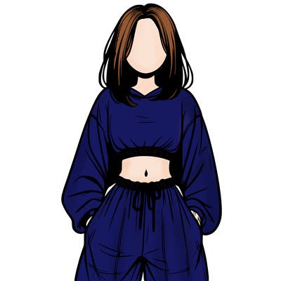 realistic girl faceless with baggy pants and a crop top