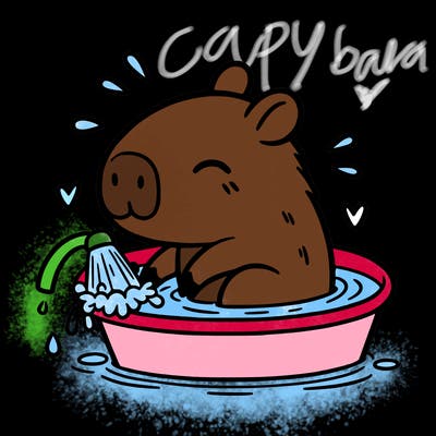 capybara taking a bath