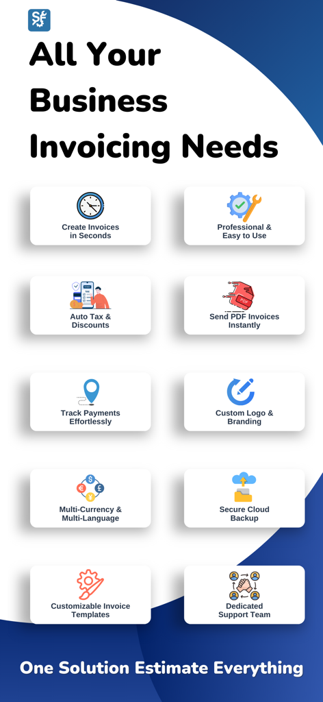 AI Invoice Maker - ServiFocus - Overview of AI Invoice Maker features including PDF invoicing payment tracking and custom branding