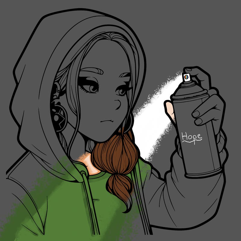 a realistic girl, spray painting