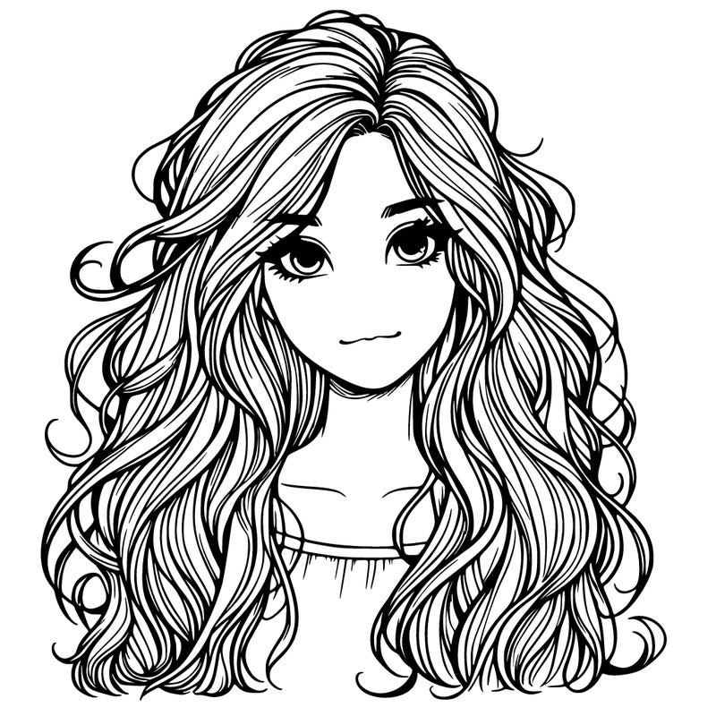 realistic girl with long messy hair