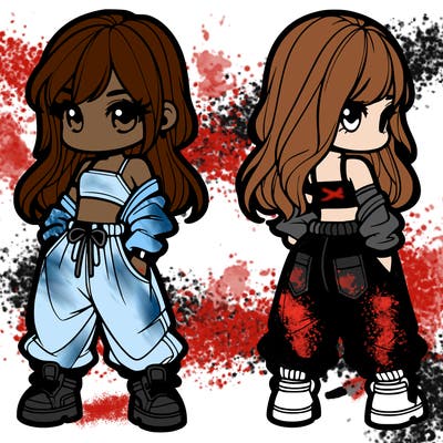 girl in crop top and baggy pants