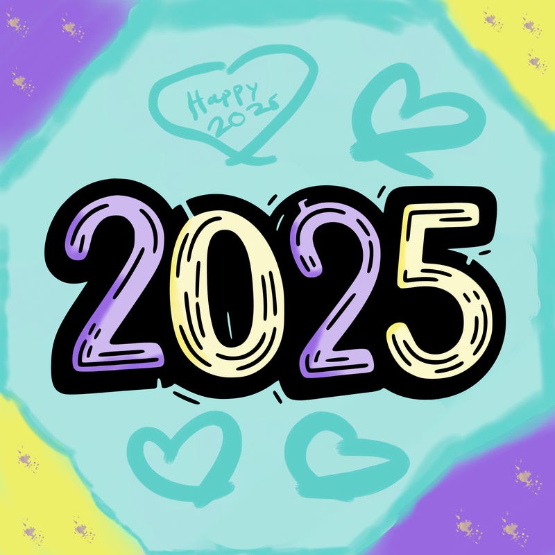 one line scrawled numbers sketch design “2025”