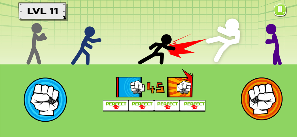 Stickman fighter : Epic battle - Stickman character performing a special attack on enemies in a minimalist fighting game arena