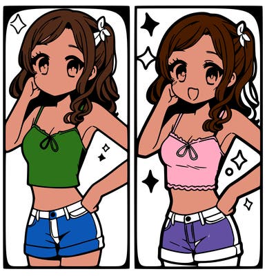 manga girl in a cute crop top
