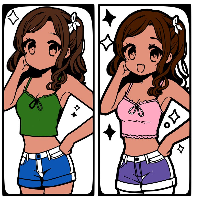 manga girl in a cute crop top
