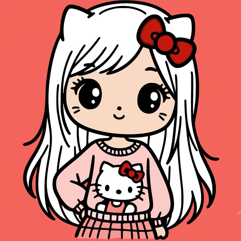 a girl with a hello kitty top