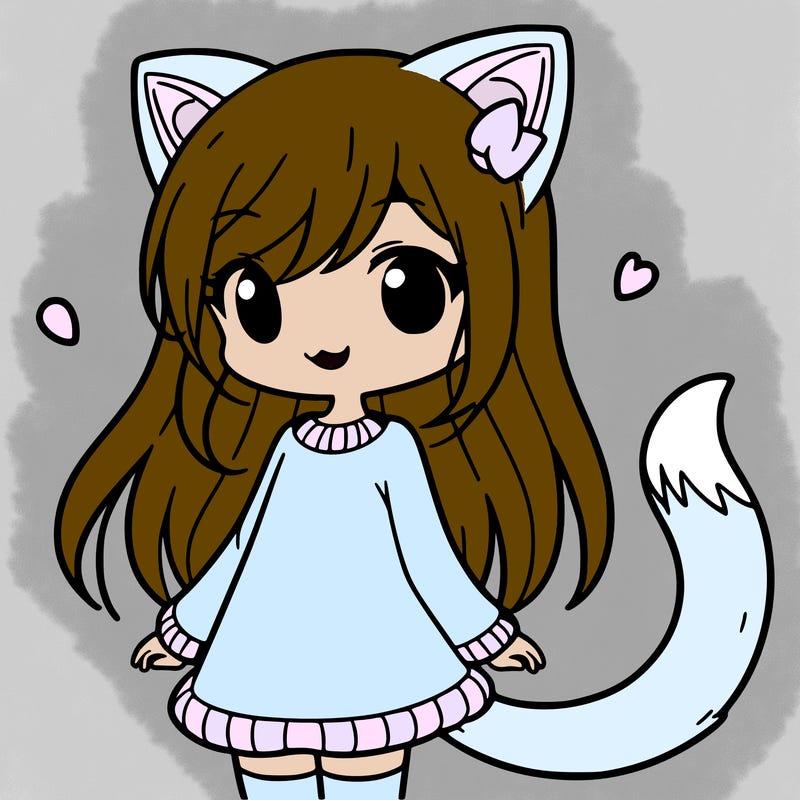 girl with cat ears and tail
