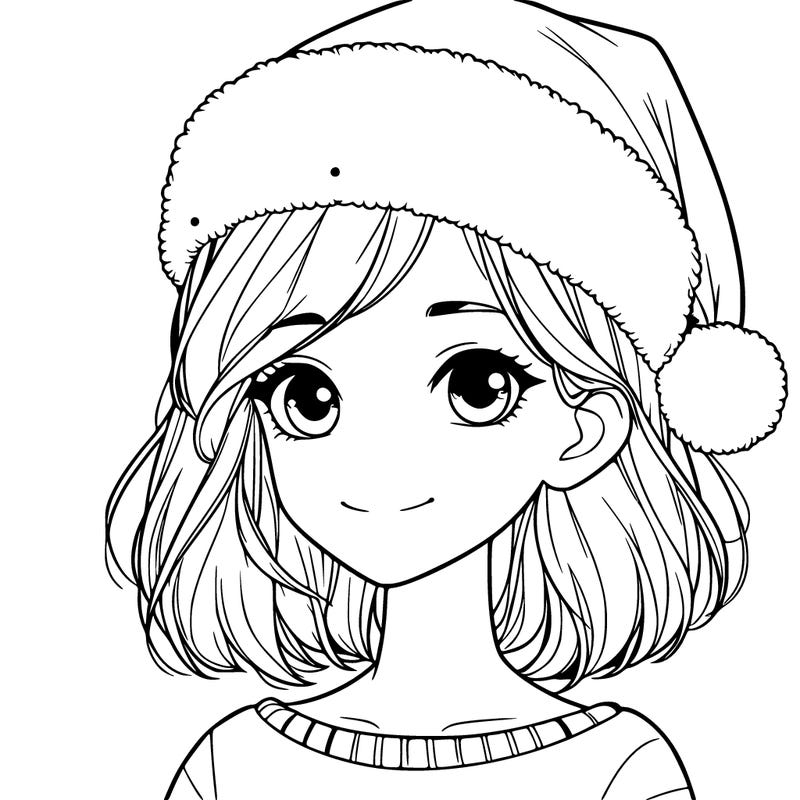 a realistic girl wearing santa claus hat