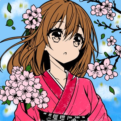 anime girl with cherry blossoms