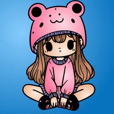 a girl wearing a frog hat and some frog socks