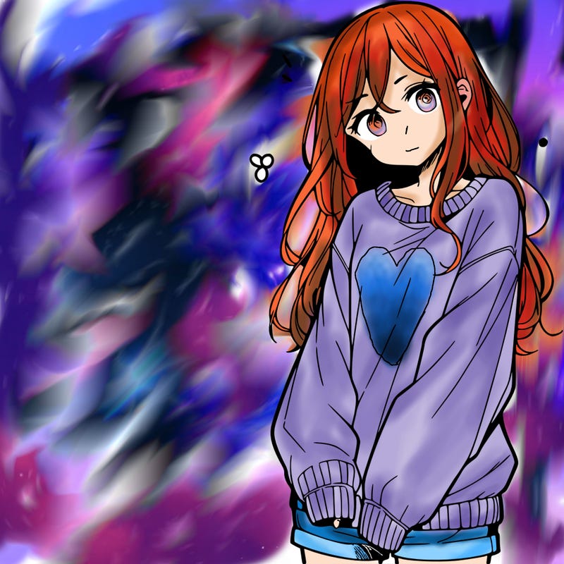 manga teen girl  in a sweater and baggy pants