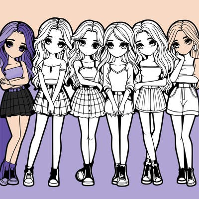 a group of girls realistic