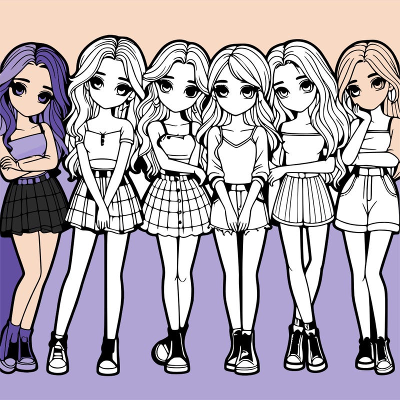 a group of girls realistic