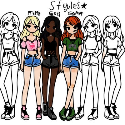 a group of girls wearing crop tops and shorts