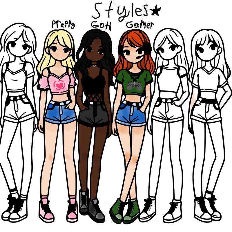 a group of girls wearing crop tops and shorts