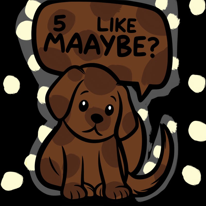 a puppy that says 5 like maybe